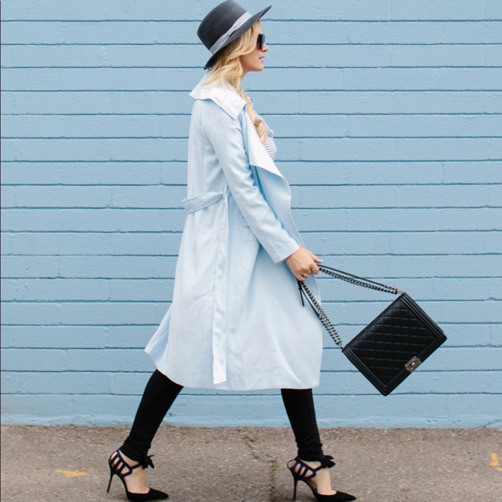 Cameo Real Talk Baby Blue Trench Coat - XS